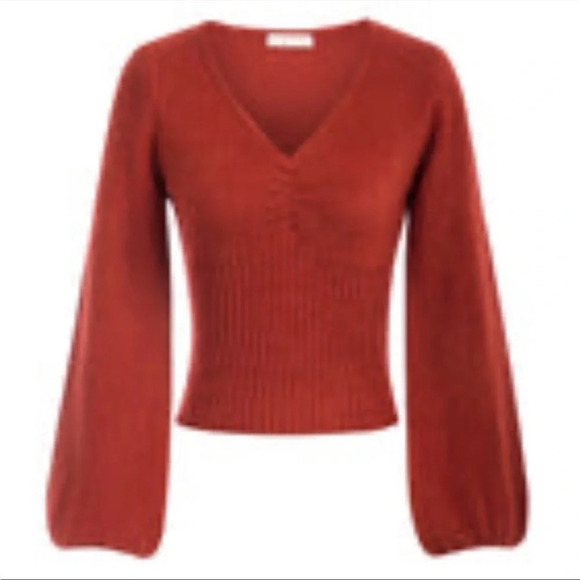 BELLE POQUE Vintage Balloon Sleeves Cropped Sweater - Picture 1 of 8